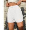 imageOYOANGLE Womens Summer Casual Striped Print Elastic Waist Mid Rise Straight Leg ShortsWhite