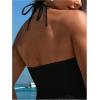 imageOYOANGLE Womens Tankini Bathing Suit Two Piece Textured Ring Linked Halter Swimsuit BeachwearBlack