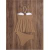 imageOYOANGLE Womens Tankini Bathing Suit Two Piece Textured Ring Linked Halter Swimsuit BeachwearBrown