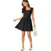 imageOYOANGLE Womens Tie Back Square Neck Ruffle Strap Sleeveless A Line Flare Flowy Summer Short DressBlack