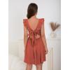 imageOYOANGLE Womens Tie Back Square Neck Ruffle Strap Sleeveless A Line Flare Flowy Summer Short DressCoral Pink