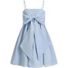 imageOYOANGLE Girls Bow Knot Spaghetti Strap Flare Hem Dress High Waist A Line Cami Party Short DressesBlue