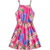 imageOYOANGLE Girls Casual Boho Floral Print Sleeveless ALine Swing Cami Hawaiian Dress SundressHot Pink Multi