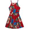 imageOYOANGLE Girls Casual Boho Floral Print Sleeveless ALine Swing Cami Hawaiian Dress SundressRed