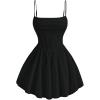 imageOYOANGLE Girls Spaghetti Strap Ruched Ruffle Hem Sleeveless Summer Flowy Short DressesBlack