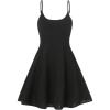 imageOYOANGLE Girls Spaghetti Straps Cami Dress Solid High Waist Flared Knee Length DressesBlack