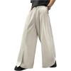 imageOYOANGLE Mens Baggy Wide Leg Pants Zipper Fly Pleated Trousers Business Casual Dress Pants with PocketBeige