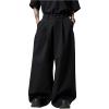 imageOYOANGLE Mens Baggy Wide Leg Pants Zipper Fly Pleated Work Casual Long Trousers with PocketBlack