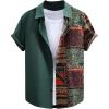 imageOYOANGLE Mens Button Down Short Sleeve Shirts Graphic Collared Neck Beach Vacation ShirtsGreen
