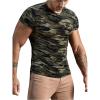 imageOYOANGLE Mens Camo Print Short Sleeve T Shirts Crew Neck Slim Fit Knitted Sport Athletic Pullover Shirt TopsArmy Green