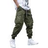 imageOYOANGLE Mens Casual Drawstring Elastic Waist Flap Pocket Letter Graphic Street Jogger Cargo PantsArmy Green