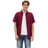 imageOYOANGLE Mens Classic Solid Short Sleeve Button Down Work Business Blouse Top Casual Hawaiian ShirtsDeep Burgundy