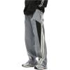 imageOYOANGLE Mens Colorblock Drawstring Waist Straight Wide Leg Baggy Pants with PocketLight Grey