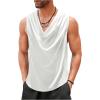 imageOYOANGLE Mens Cowl Neck Sleeveless T Shirts Draped Front Ruched Tank Top Casual Vacation Vest StreetwearWhite