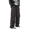 imageOYOANGLE Mens Drawstring Elastic Waist Flap Pockets Baggy Cargo Pants Joggers Hiking Trousers SweatpantsDark Grey