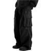 imageOYOANGLE Mens Drawstring Elastic Waist Flap Pockets Streetwear Baggy Cargo Pants Joggers Hiking TrousersBlack
