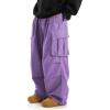 imageOYOANGLE Mens Drawstring Elastic Waist Flap Pockets Streetwear Baggy Cargo Pants Joggers Hiking TrousersPure Purple