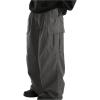 imageOYOANGLE Mens Drawstring Elastic Waist Pockets Cargo Pants Wide Leg Loose Casual Trousers StreetwearGrey