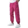 imageOYOANGLE Mens Drawstring Waist Flap Pocket Jogger Cargo Pants Streetwear Long Trousers with PocketHot Pink