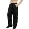 imageOYOANGLE Mens Drawstring Waist Straight Wide Leg Baggy Pants Workout Athletic Sweatpants with PocketBlack Ink