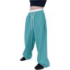 imageOYOANGLE Mens Drawstring Waist Straight Wide Leg Baggy Pants Workout Athletic Sweatpants with PocketMint Blue