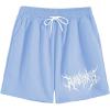imageOYOANGLE Mens Graphic Drawstring Shorts Athletic Sport Gym Workout ShortsLight Blue White