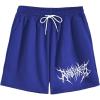 imageOYOANGLE Mens Graphic Drawstring Shorts Athletic Sport Gym Workout ShortsRoyal Blue and White