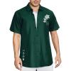 imageOYOANGLE Mens Graphic Print Japanese Letter Short Sleeve Button Down Shirt TopDark Green Print