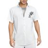 imageOYOANGLE Mens Graphic Print Japanese Letter Short Sleeve Button Down Shirt TopWhite Floral