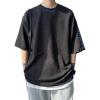 imageOYOANGLE Mens Half Sleeve Drop Shoulder Crew Neck Oversized Streetwear T Shirt Tee TopsBlack Ink