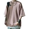 imageOYOANGLE Mens Half Sleeve Drop Shoulder Crew Neck Oversized Streetwear T Shirt Tee TopsPurple