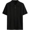 imageOYOANGLE Mens Knitted Short Sleeve Golf Shirts Collared Neck Summer Business Casual T ShirtsBlack