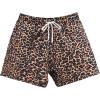 imageOYOANGLE Mens Leopard Graphic Print Adjustable Elastic Waist Drawstring Workout ShortsBrown Black