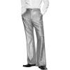 imageOYOANGLE Mens Metallic Shiny Flared Leg Pants Zipper Fly Party Long Trousers 70s Disco Dance PantsSilver