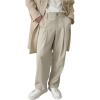 imageOYOANGLE Mens Pleated Trousers Straight Leg Business Work Office Casual Dress Pants Pockets Long SlacksApricot