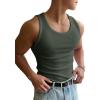 imageOYOANGLE Mens Rib Knit Scoop Neck Sleeveless Tank Top Basic Solid Fitted Vest Tops Muscle UndershirtsArmy Green