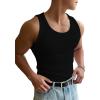 imageOYOANGLE Mens Rib Knit Scoop Neck Sleeveless Tank Top Basic Solid Fitted Vest Tops Muscle UndershirtsBlack