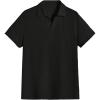 imageOYOANGLE Mens Ribbed Knit Shirts V Neck Short Sleeve Summer Casual TopsBlack