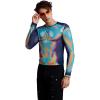 imageOYOANGLE Mens See Through Long Sleeve Round Neck T Shirts Sheer Mesh Partywear Rave Crop TopsBlue Multi