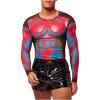 imageOYOANGLE Mens See Through Long Sleeve Round Neck T Shirts Sheer Mesh Partywear Rave Crop TopsHot Pink