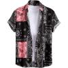imageOYOANGLE Mens Short Sleeve Hawaiian Shirt Paisley Print Casual Button Down Aloha ShirtBlack