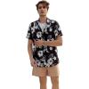 imageOYOANGLE Mens Short Sleeve Hawaiian Shirt Tropical Casual Button Down Aloha ShirtBlack