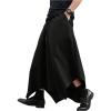 imageOYOANGLE Mens Skirt Pants Elastic Drawstring Waist Irregular Hem Wide Leg Trousers Loose Harem PantsBlack