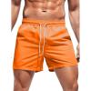 imageOYOANGLE Mens Solid Quick Dry Swim Trunks Drawstring Waist Beach Pool Board ShortsOrange