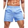 imageOYOANGLE Mens Solid Quick Dry Swim Trunks Drawstring Waist Beach Pool Board ShortsPastel Blue