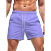 imageOYOANGLE Mens Solid Quick Dry Swim Trunks Drawstring Waist Beach Pool Board ShortsViolet Purple