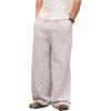 imageOYOANGLE Mens Striped Print Drawstring Pants Lightweight Beach Yoga Trouser Vacation Slacks PantsWhite