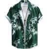 imageOYOANGLE Mens Tropical Print Button Down Short Sleeve Collared Hawaiian Vacation ShirtDark Green Tropical