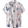 imageOYOANGLE Mens Tropical Print Button Down Short Sleeve Collared Hawaiian Vacation ShirtPink Blue Floral