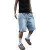 imageOYOANGLE Mens Vintage Denim Shorts Baggy Jean Shorts Elastic Drawstring Waist Baggy Jorts StreetwearLight Wash